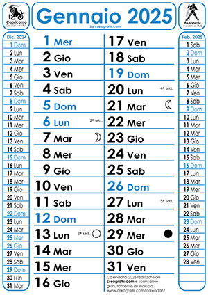 Versione con Fasi Lunari del calendario 2025