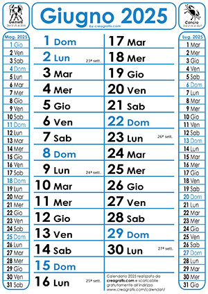 Versione semplice del calendario 2025