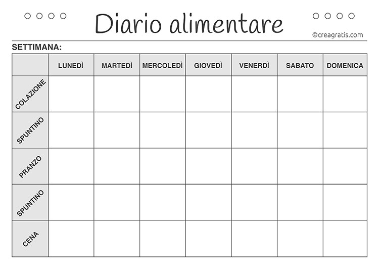 Diario alimentare settimanale da stampare #1