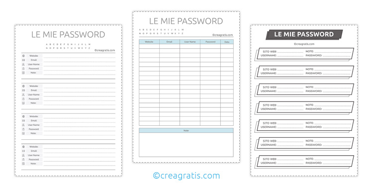 Quaderno delle password per la gestione dei propri dati di accesso