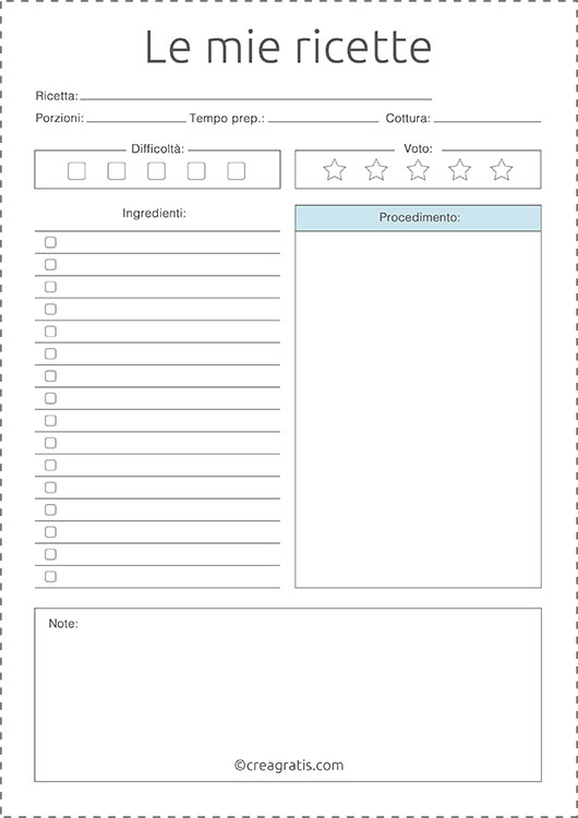 Quaderno per scrivere ricette di cucina in PDF #2