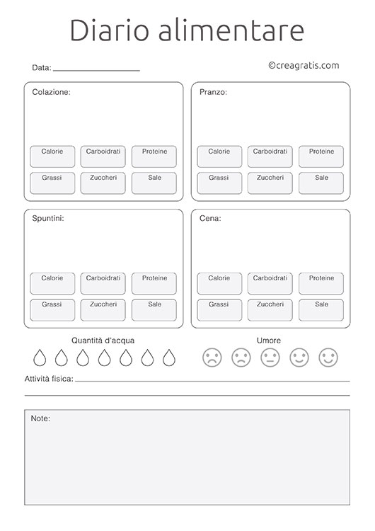 Diario alimentare giornaliero in PDF da stampare #1
